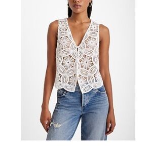 Express White Lace V-Neck Tank Top
